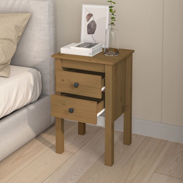 vidaXL Sängbord honungsbrun 40x35x61,5 cm massiv furu Brun