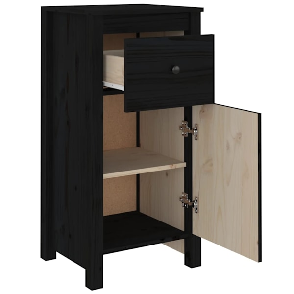 vidaXL Skänk svart 40x35x80 cm massiv furu Svart
