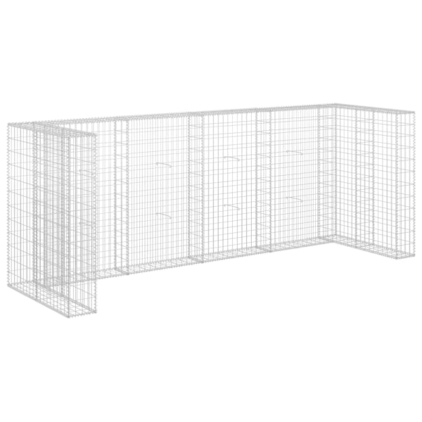 vidaXL Gabionmur för soptunnor galvaniserat stål 320x100x120 cm Silver