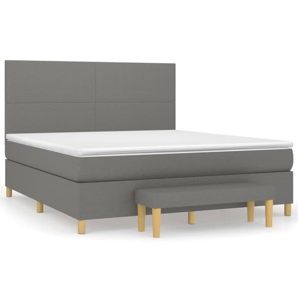 vidaXL Ramsäng med madrass mörkgrå 180x200 cm tyg Grå