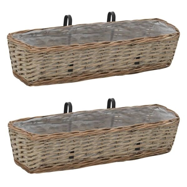 vidaXL Balkonglåda 2 st korg med PE-foder 60 cm Brun