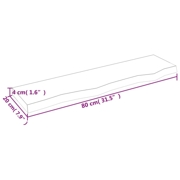 vidaXL Vägghylla ljusbrun 80x20x4 cm behandlad massiv ek Brun