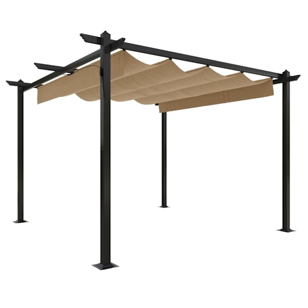 vidaXL Paviljong med infällbart tak 3x3 m taupe Taupe