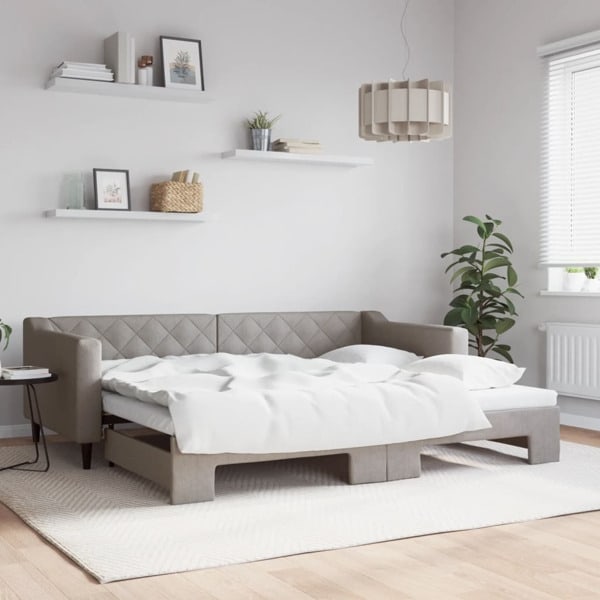 vidaXL Dagbädd utdragbar taupe 90x200 cm tyg Taupe