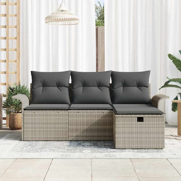 vidaXL Trädgårdsoffset 4 st Poly rattan Beige