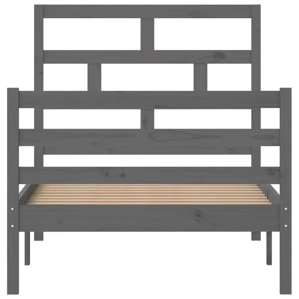 vidaXL Sängram grå massiv furu 90x200 cm enkelsäng Grå