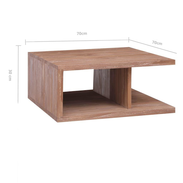 vidaXL Soffbord 70x70x30 cm massiv teak Brun