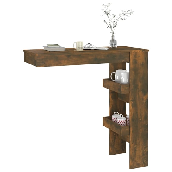 vidaXL Barbord väggmonterat rökfärgad 102x45x103,5 cm konstruerat trä Brun