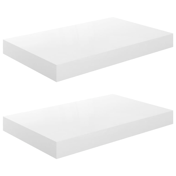 vidaXL Svävande vägghyllor 2 st vit högglans 40x23x3,8 cm MDF Vit