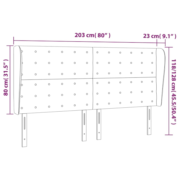vidaXL Sänggavel med kanter grå 203x23x118/128 cm konstläder Grå