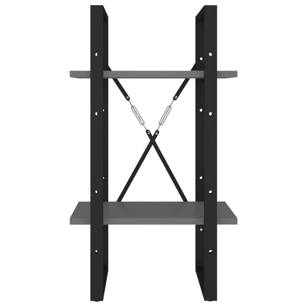 vidaXL Bokhylla 2 hyllplan grå 40x30x70 cm konstruerat trä grå