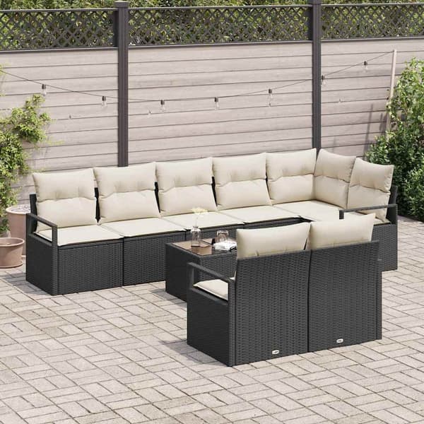 vidaXL Soffset 9 st Svart konstrotting Svart