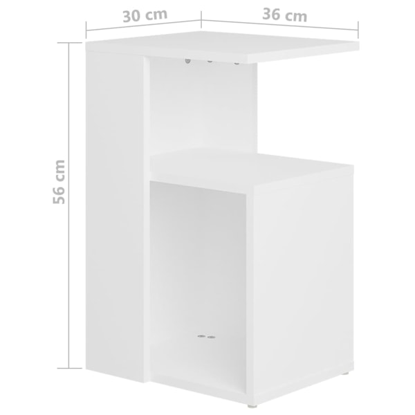 vidaXL Sidobord vit 36x30x56 cm konstruerat trä Vit