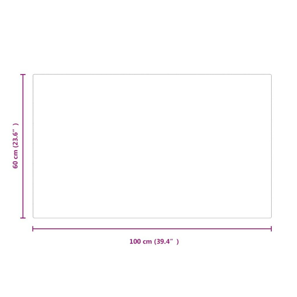 vidaXL Glasskiva för öppen spis rektangulär 100x60 cm