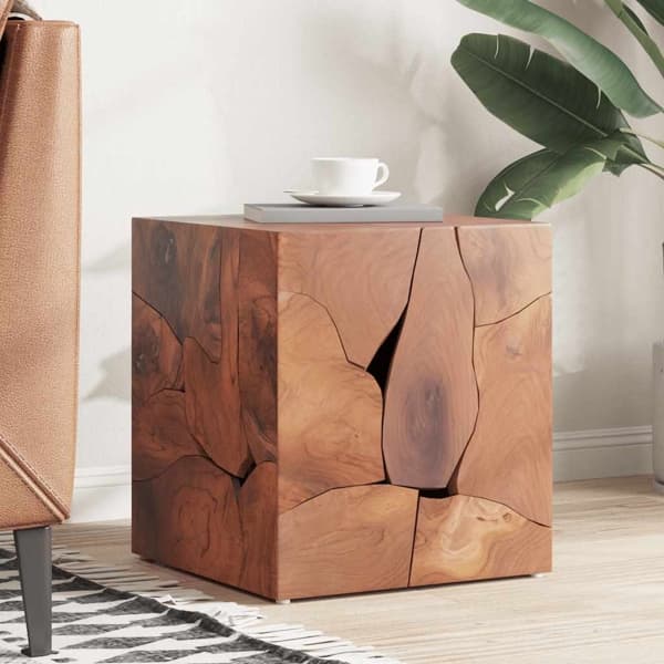 vidaXL Pall i massivt teakträ 40x40x45 cm Brun