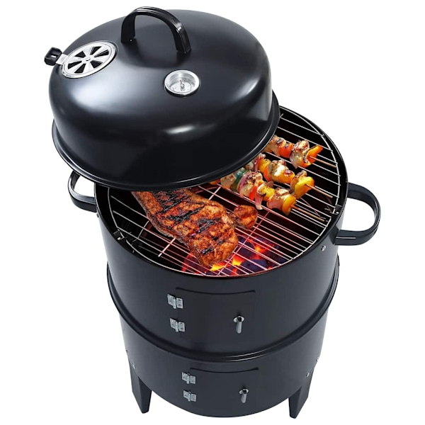 vidaXL 3-i-1 Rökgrill 40x80 cm Svart