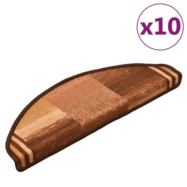 vidaXL Trappstegsmattor självhäftande 10 st 65x21x4 cm brun Brun