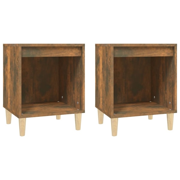 vidaXL Sängbord 2 st Rökfärgad ek 40x35x50 cm Brun