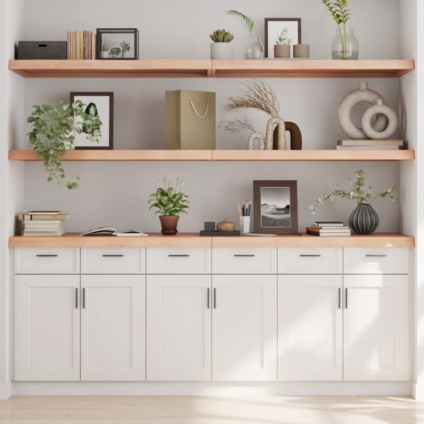 vidaXL Hyllplan 220x60x(2-6) cm obehandlad massiv ek Brun