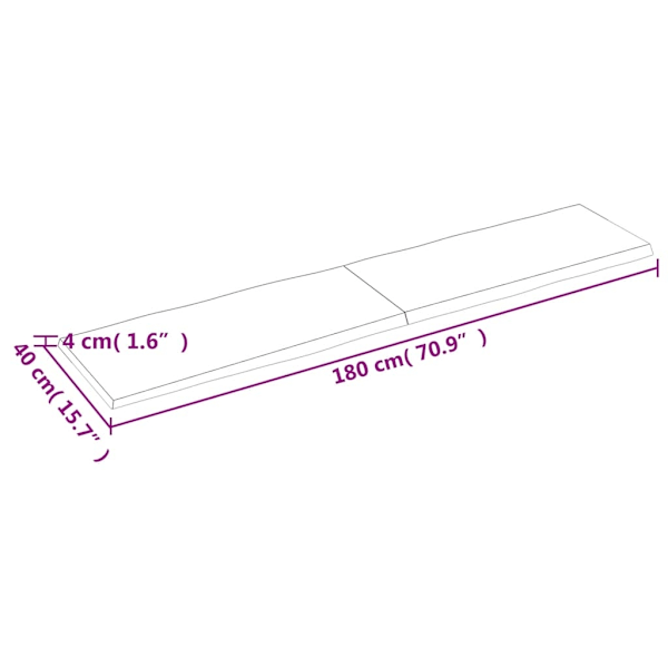 vidaXL Bordsskiva mörkbrun 180x40x(2-4) cm massivt trä levande kant Brun
