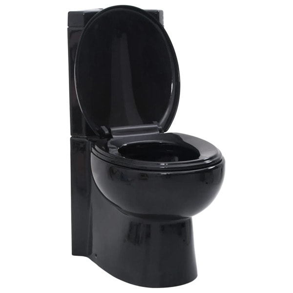 vidaXL WC Keramisk Toalettstol Hörn Svart Svart