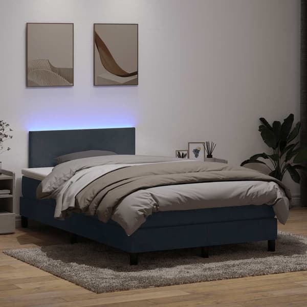 vidaXL Ramsäng med madrass mörkgrå 120x220 cm sammet Grå