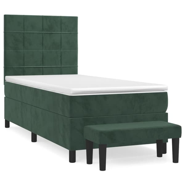 vidaXL Ramsäng med madrass mörkgrön 90x190 cm sammet Grön