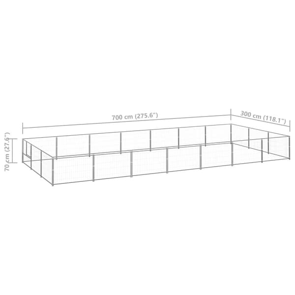 vidaXL Hundgård silver 21 m² stål Silver
