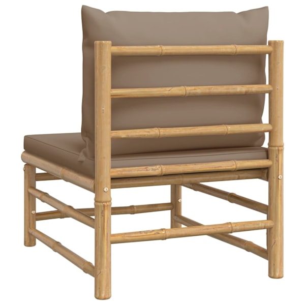 vidaXL Soffa mittdel för trädgården med taupe dynor bambu Taupe