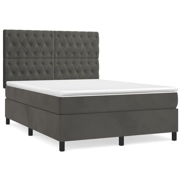 vidaXL Ramsäng med madrass mörkgrå 140x200 cm sammet Grå