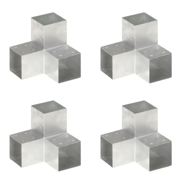 vidaXL Stolpbeslag 4 st Y-form galvaniserad metall 101x101 mm Silver