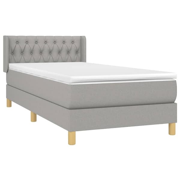 vidaXL Ramsäng med madrass ljusgrå 100x200 cm tyg Grå