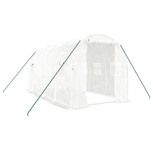 vidaXL Växthus med stålram vit 8 m² 4x2x2 m Vit