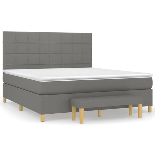 vidaXL Ramsäng med madrass mörkgrå 180x200 cm tyg Grå