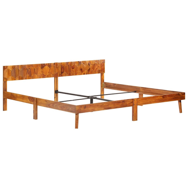 vidaXL Sängram massivt sheshamträ 200x200 cm Brun