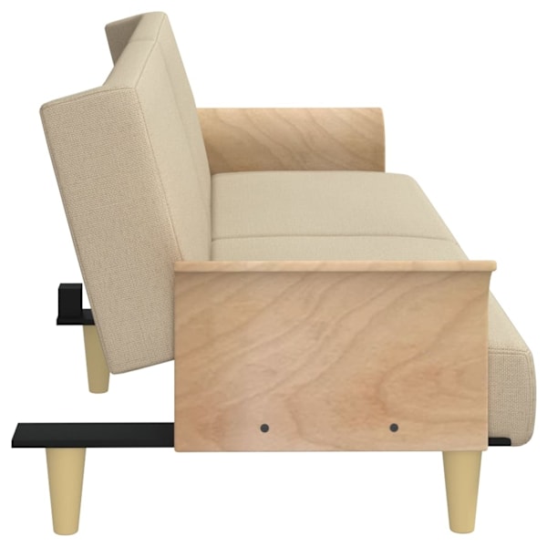 vidaXL Bäddsoffa med armstöd gräddvit tyg Kräm