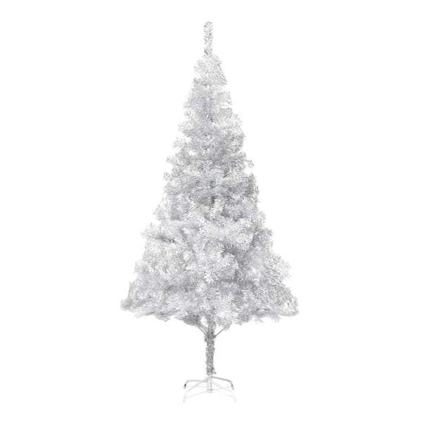 vidaXL Belyst plastgran med kulor silver 210 cm PET Silver