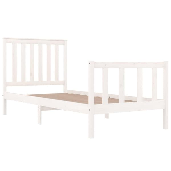 vidaXL Sängram vit massivt trä 75x190 cm Vit