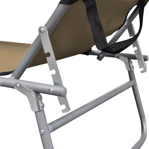 vidaXL Hopfällbar solsäng med tak stål taupe Taupe