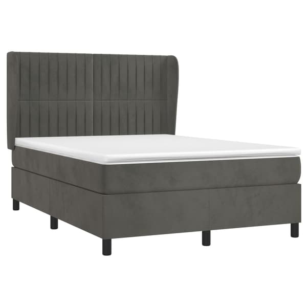 vidaXL Ramsäng med madrass mörkgrå 140x190 cm sammet Grå