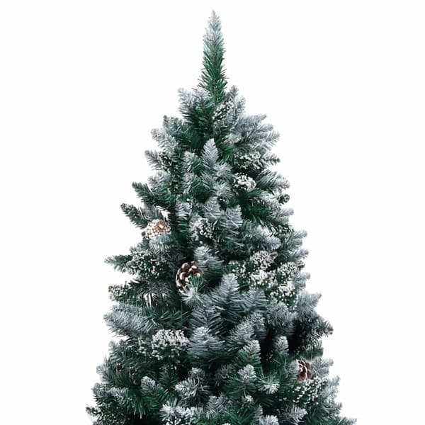 vidaXL Belyst plastgran med kulor och kottar 240 cm Grön