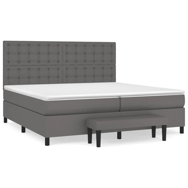 vidaXL Ramsäng med madrass grå 200x200 cm konstläder Grå