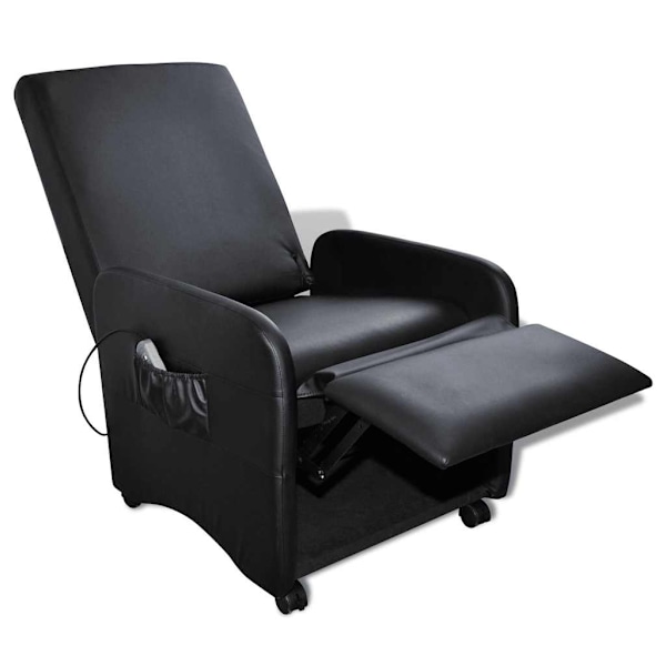 vidaXL Massagefåtölj i konstläder hopfällbar svart Svart