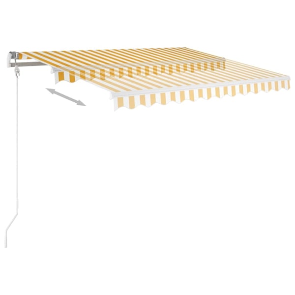 vidaXL Markis manuellt infällbar med LED 3x2,5 m gul och vit Gul