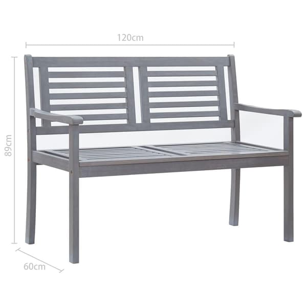 vidaXL Trädgårdsbänk 2-sits med dyna 120 cm eukalyptusträ grå grå