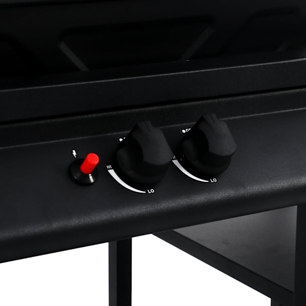 vidaXL Gasolgrill med sidobord i 3 nivåer svart Svart