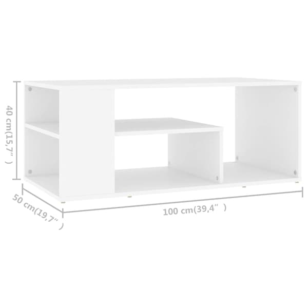 vidaXL Soffbord vit 100x50x40 cm konstruerat trä Vit