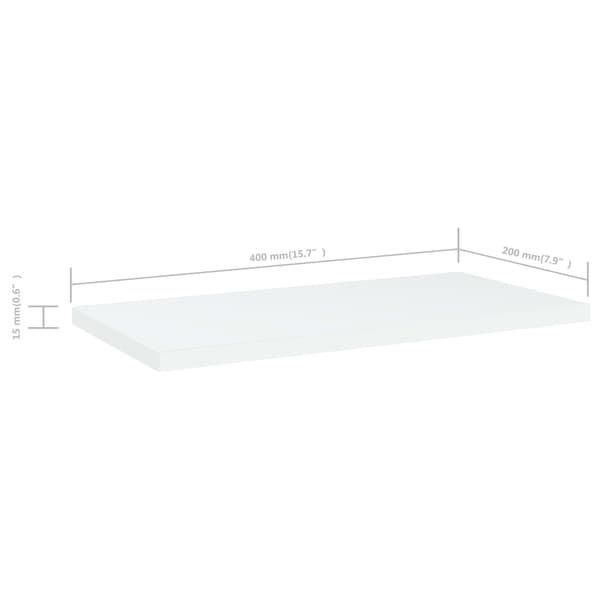 vidaXL Hyllplan 4 st vit 40x20x1,5 cm konstruerat trä Vit