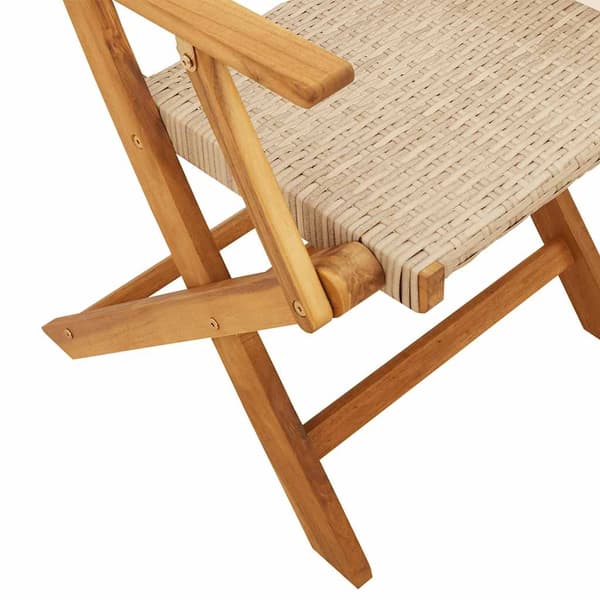 vidaXL Hopfällbara stolar 6 st beige polyrotting och massivt trä Beige