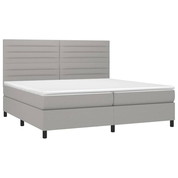 vidaXL Ramsäng med madrass & LED ljusgrå 200x200 cm tyg Grå